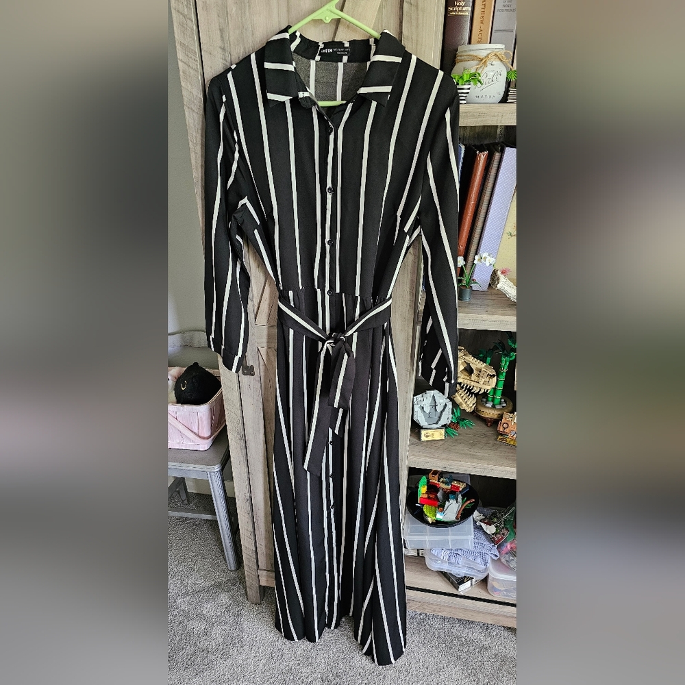 Black and White Striped Maxi Dress